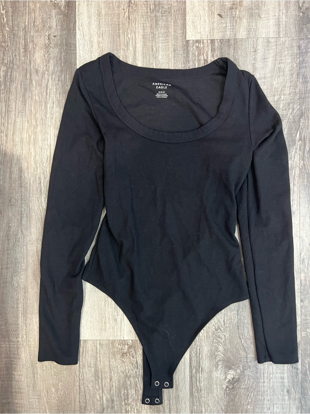 American Eagle Outfitters Black Scoop Neck Long-Sleeve Bodysuit